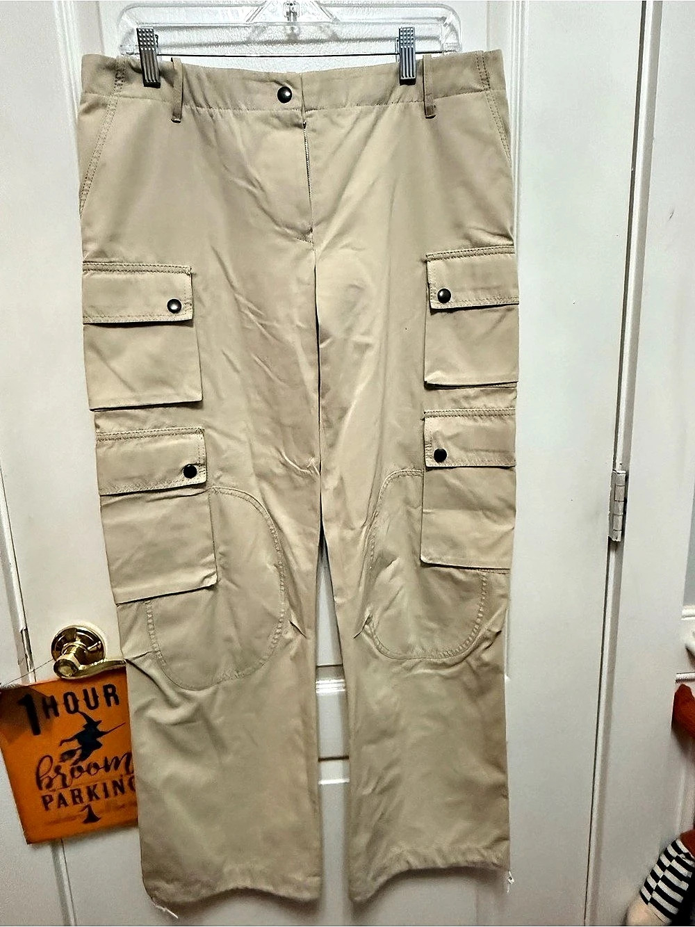 Burberry London Khaki Cotton Cargo Pants Multi-Pocket Trousers